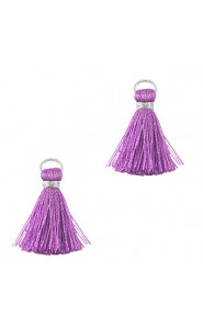 Mini Quaste 2cm - Silver-paisley purple